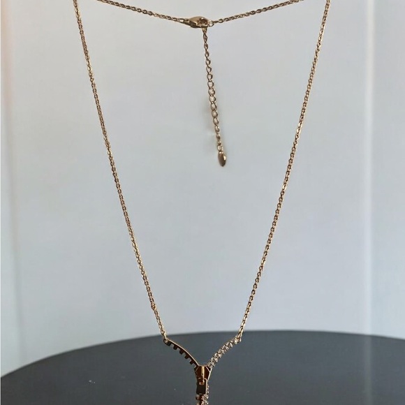 14k Gold Electroplated With Cz Small Stones Zipper Necklace - Picture 4 of 4